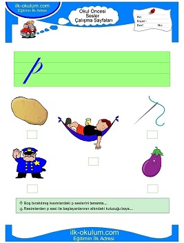 Çocuklar İçin P Sesi Çalışma Sayfaları 